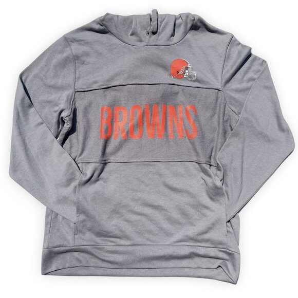 NFL Team Apparel Cleveland Browns Gray Pullover Hoodie Men’s Size Large - Picture 1 of 5